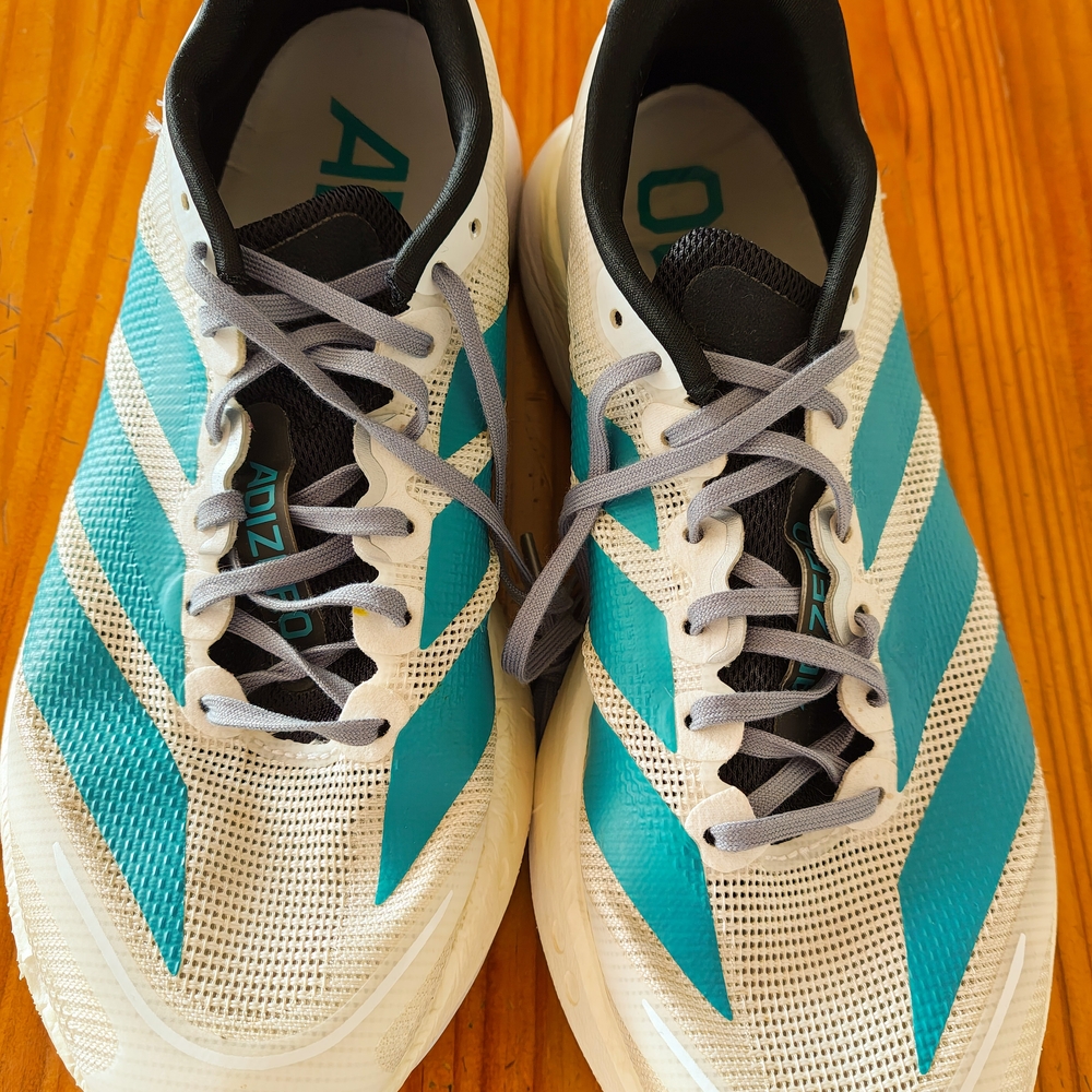 Adidas Boston White and Green Running Shoes, Size 7.5